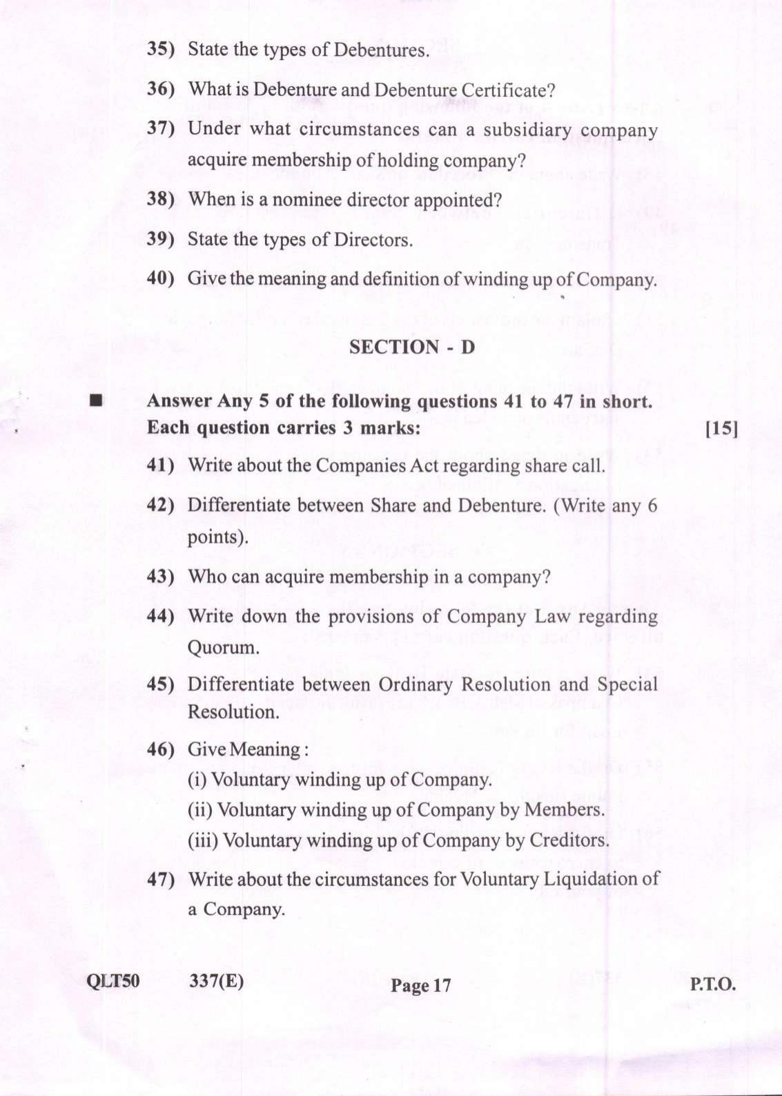 Gujarat Board Class 12th Question Paper 2021: (GHE) Secretarial Practice - Page 17