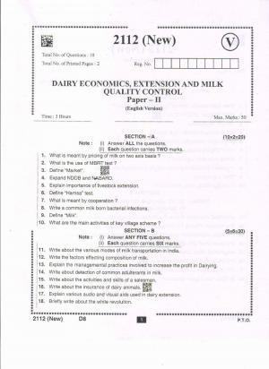 AP Intermediate 2nd Year Vocational Question Paper September-2021-Dairy_Economics,Extension&Milk_Quality_Control(NEW)-II
