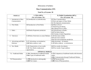 NIOS Class 12 Mass Communication Syllabus