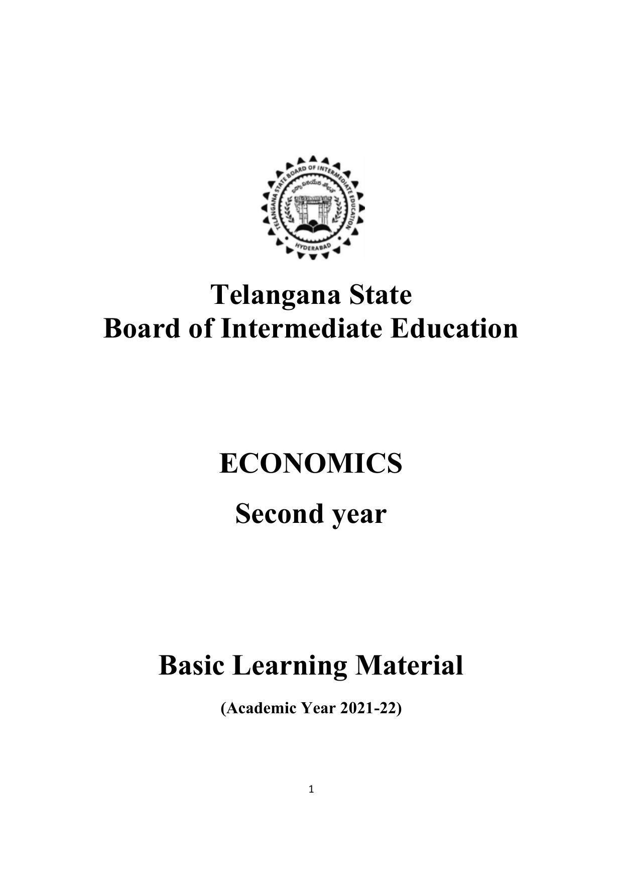 TS SCERT Inter 2nd Year Economics II yr EM Path 1 (Telugu Medium) Text Book - Page 2