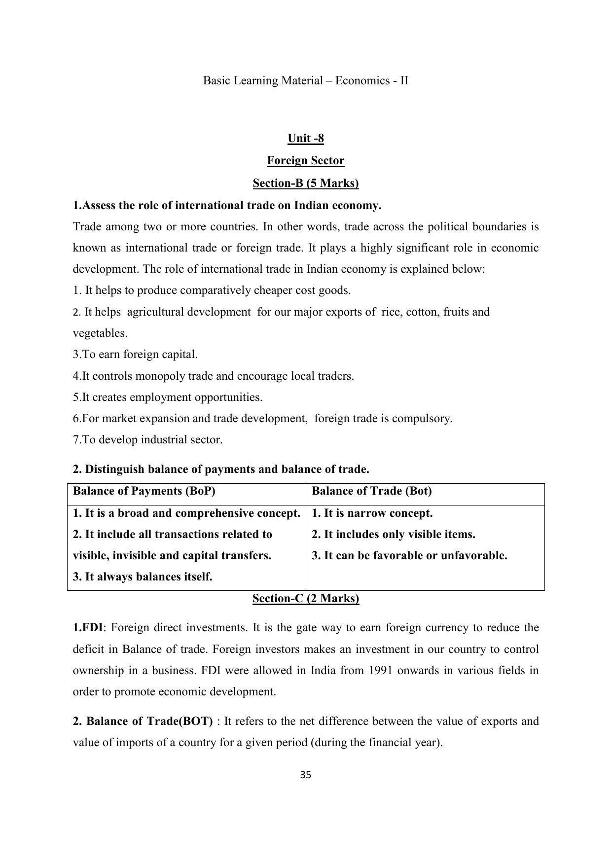 TS SCERT Inter 2nd Year Economics II yr EM Path 1 (Telugu Medium) Text Book - Page 36