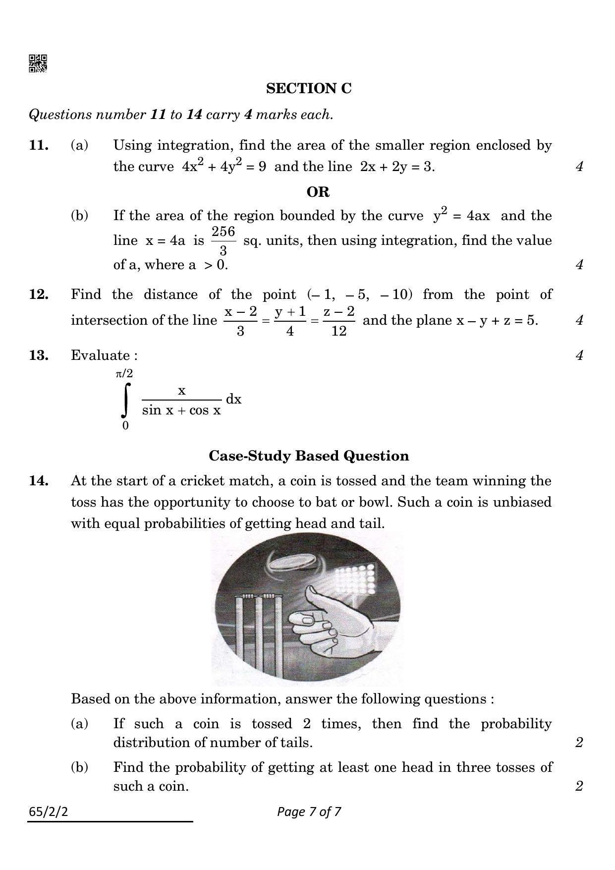 CBSE Class 12 65-2-2 Mathematics 2022 Question Paper - Page 7