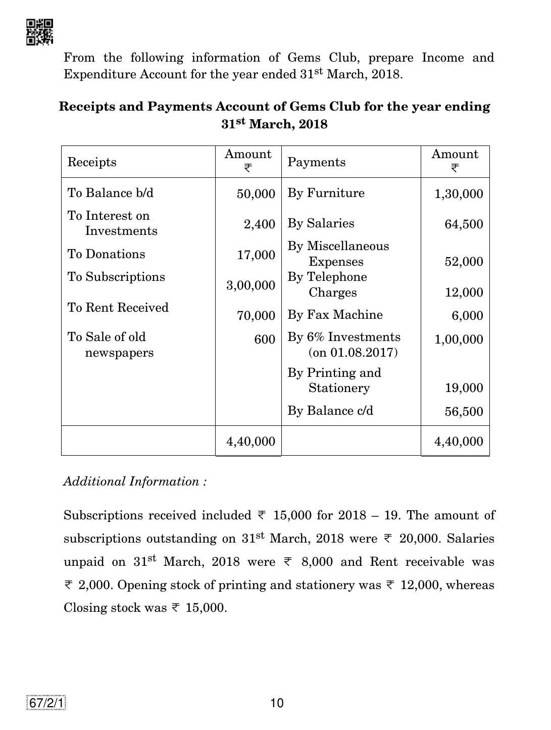 CBSE Class 12 67-2-1 Accountancy 2019 Question Paper - Page 10