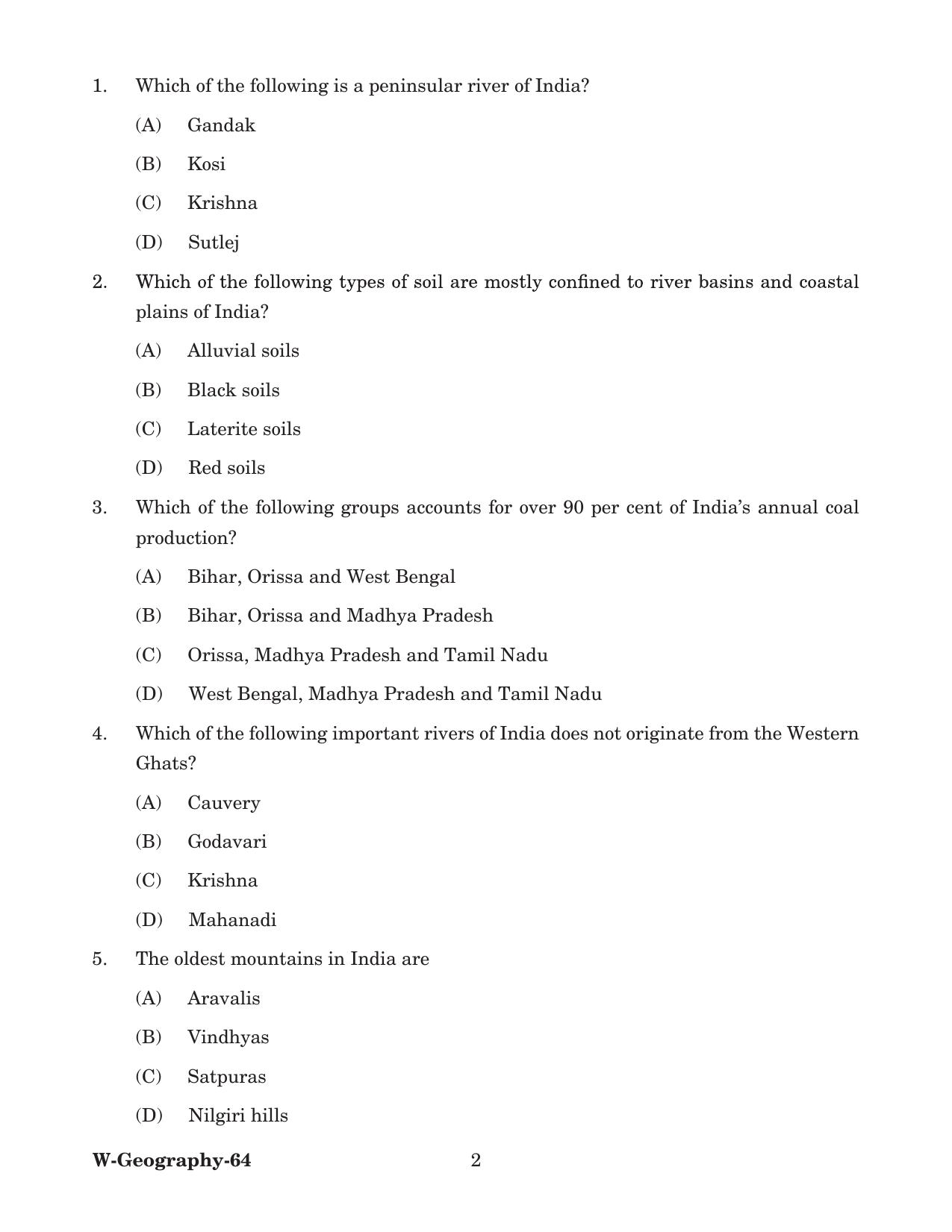 Odisha CPET 2022 GEOGRAPHY Question Paper - Page 2