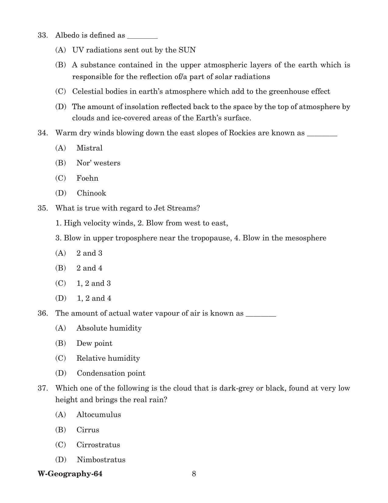 Odisha CPET 2022 GEOGRAPHY Question Paper - Page 8