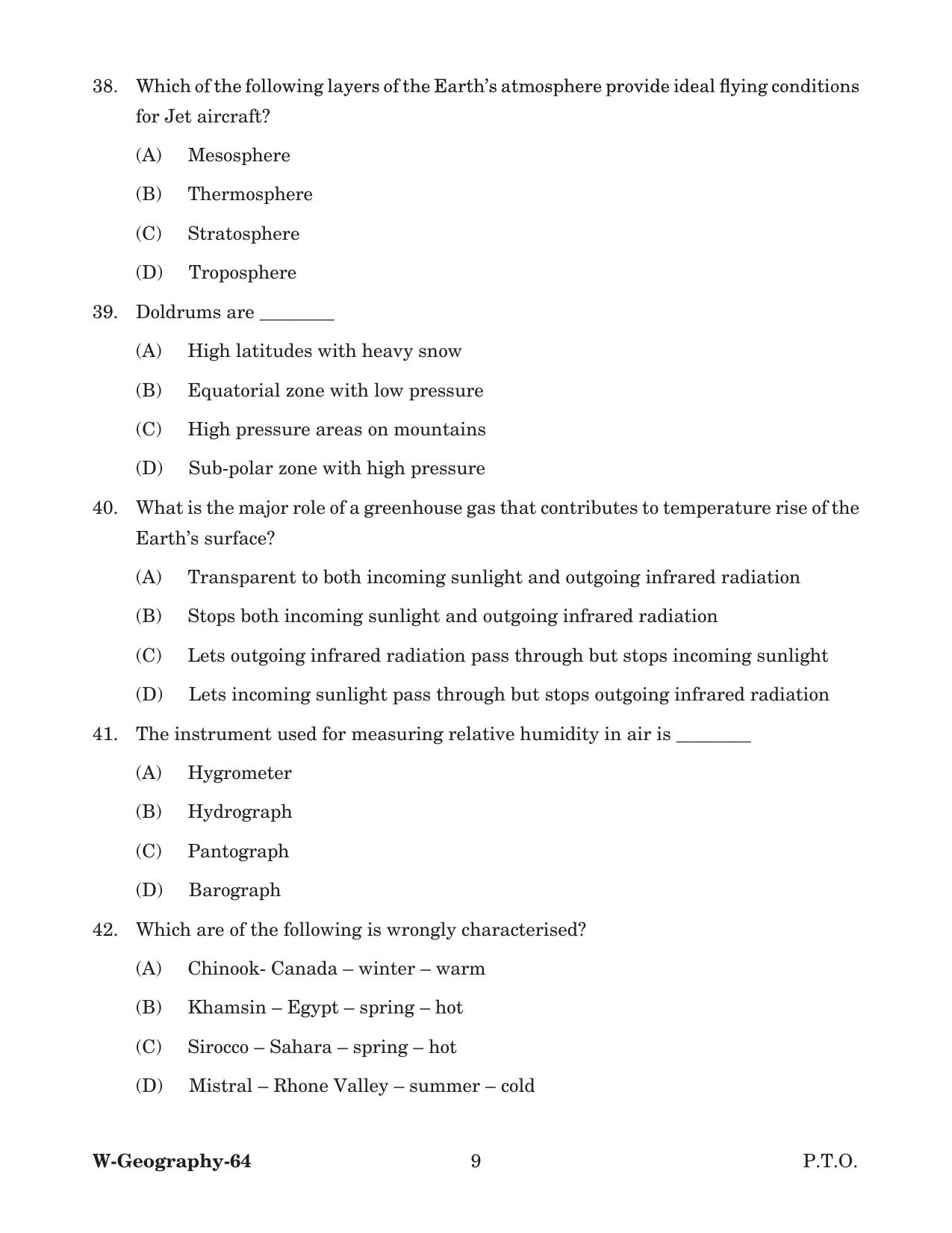 Odisha CPET 2022 GEOGRAPHY Question Paper - Page 9