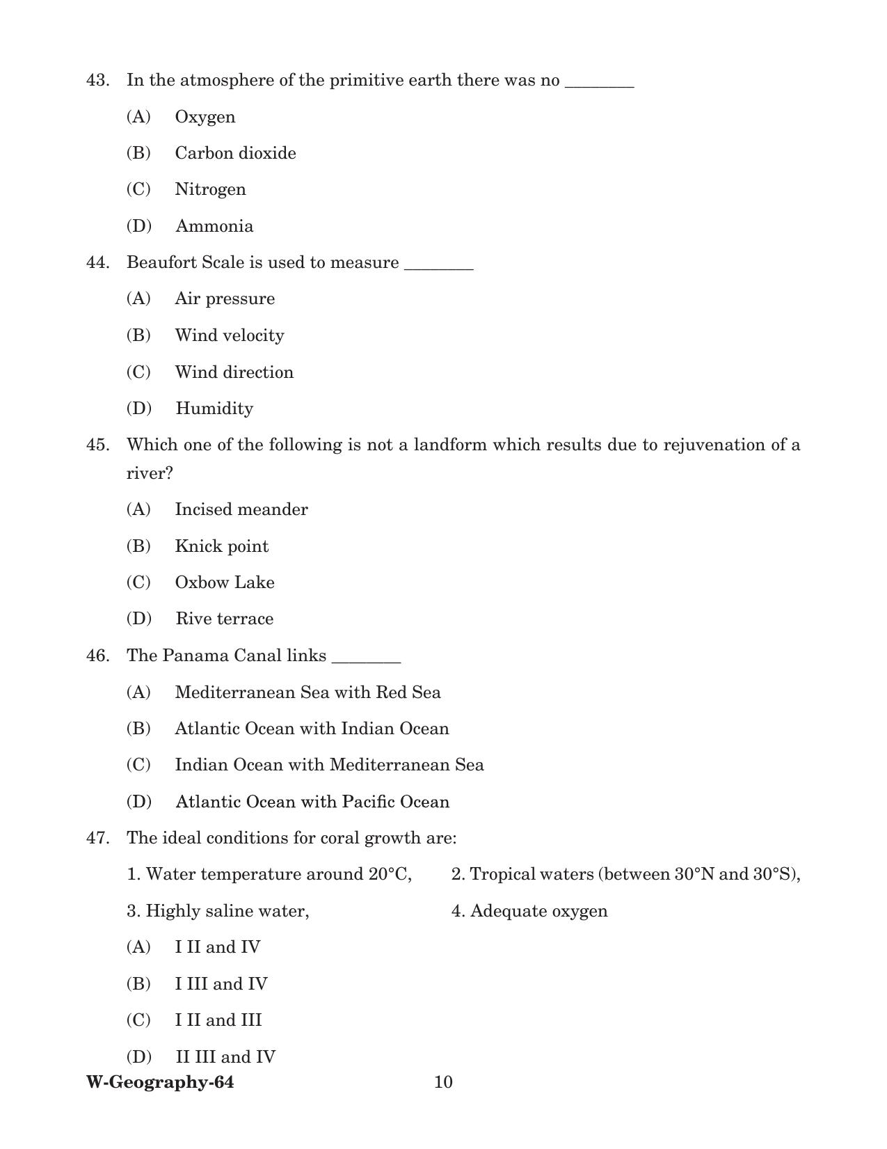 Odisha CPET 2022 GEOGRAPHY Question Paper - Page 10