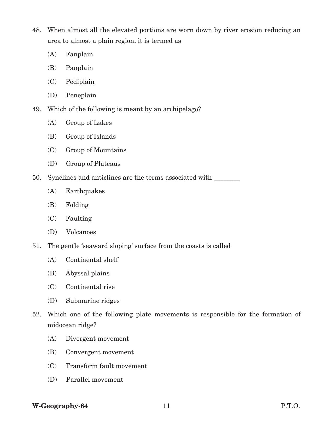 Odisha CPET 2022 GEOGRAPHY Question Paper - Page 11