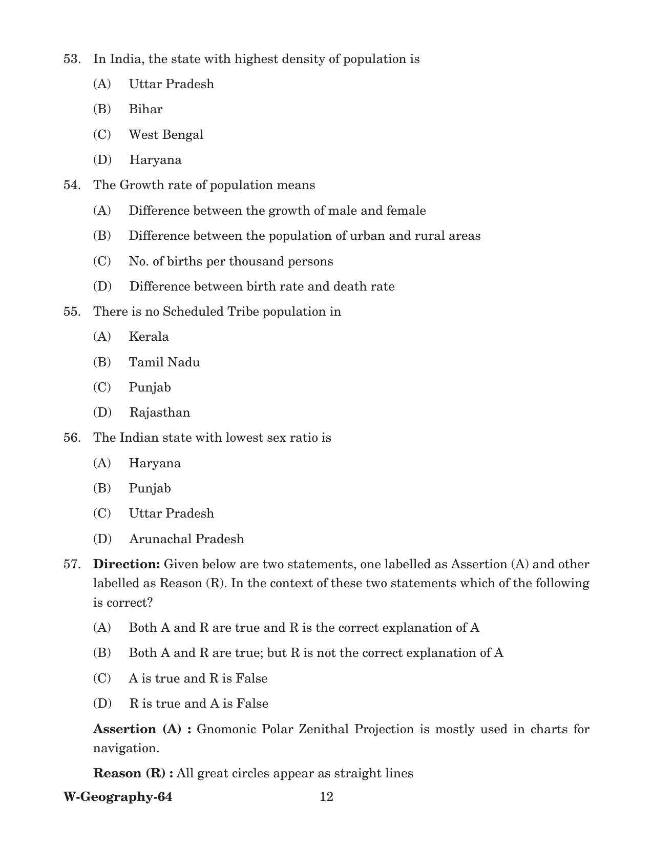 Odisha CPET 2022 GEOGRAPHY Question Paper - Page 12