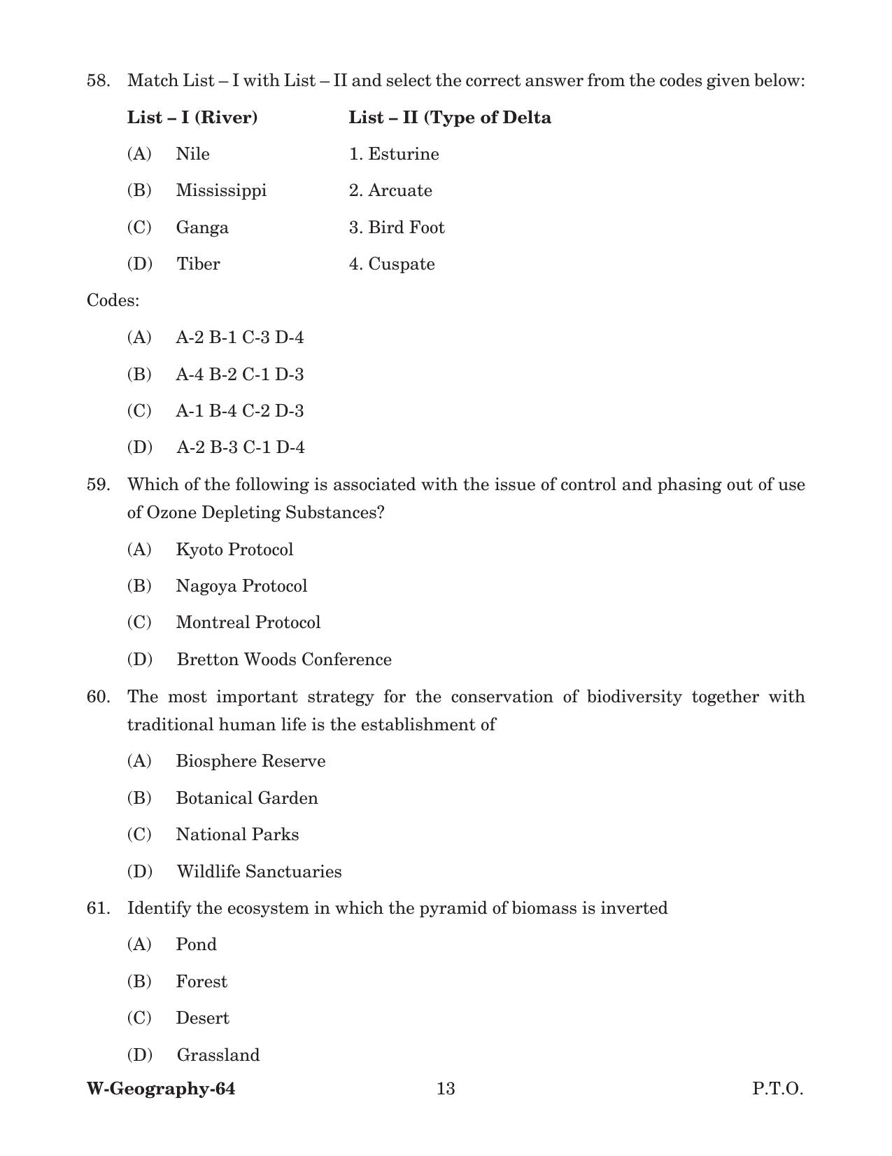 Odisha CPET 2022 GEOGRAPHY Question Paper - Page 13
