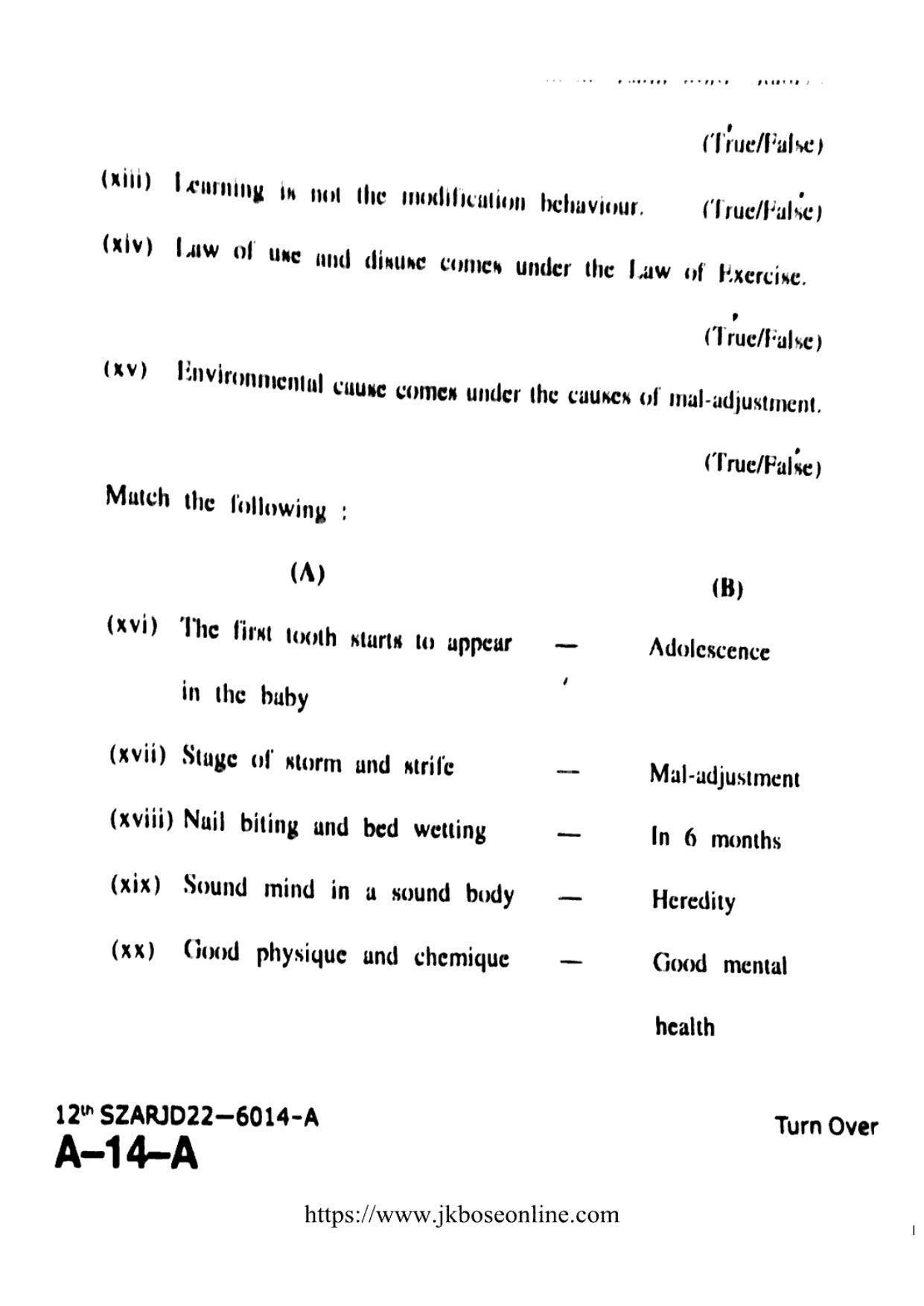 JKBOSE Class 12 Education 6014-A Question Papers 2022 - Page 6