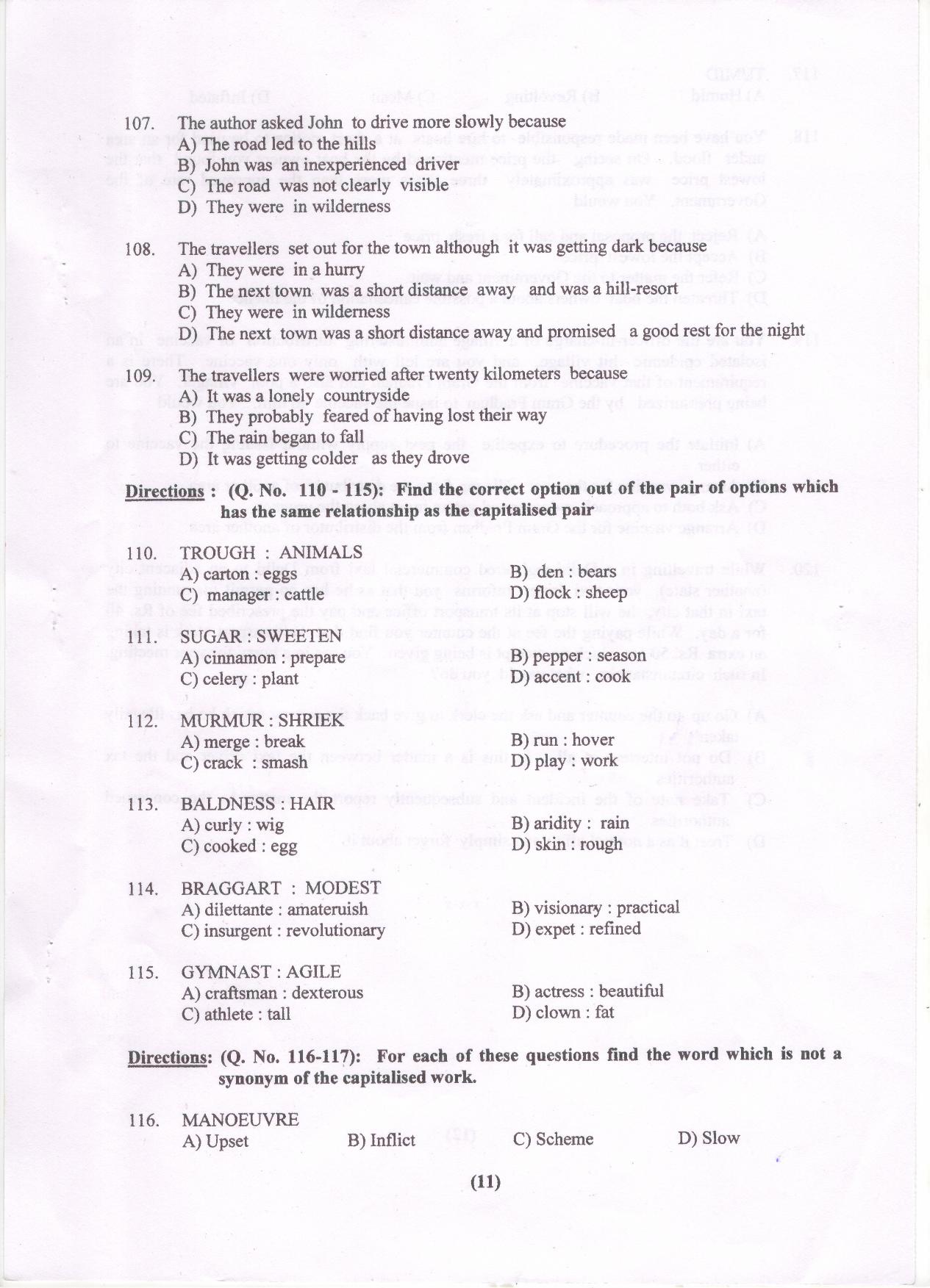 PU MET 2018 Question Booklet with Key - Page 12