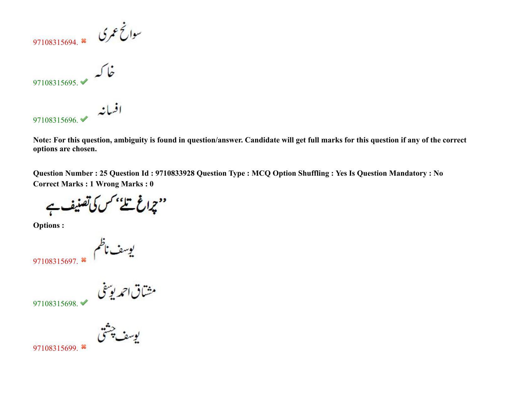 TS CPGET 2020 M.A. Urdu (Shift 2) Question Paper with Answer Key - Page 19