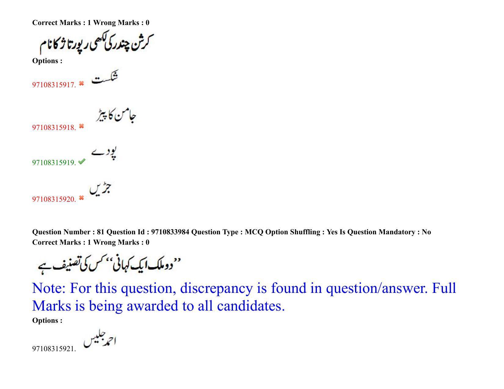 TS CPGET 2020 M.A. Urdu (Shift 2) Question Paper with Answer Key - Page 56