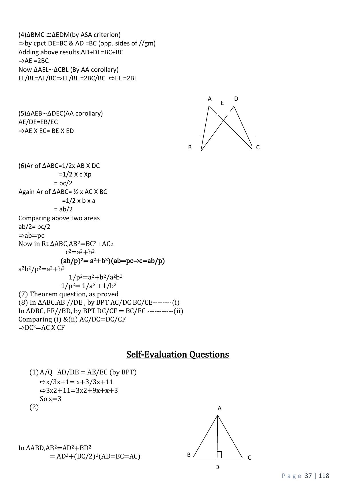 CBSE Worksheets for Class 10 Maths Triangles Assignment 5 - Page 11