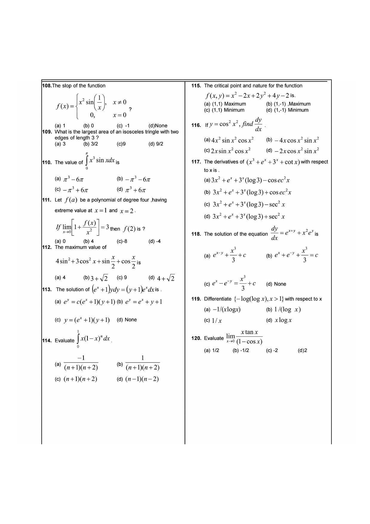 NIMCET 2017 Question Paper - Page 8