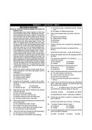 NIMCET 2017 Question Paper