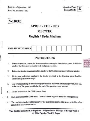 MEC CEC English/ Urdu Medium 2019 