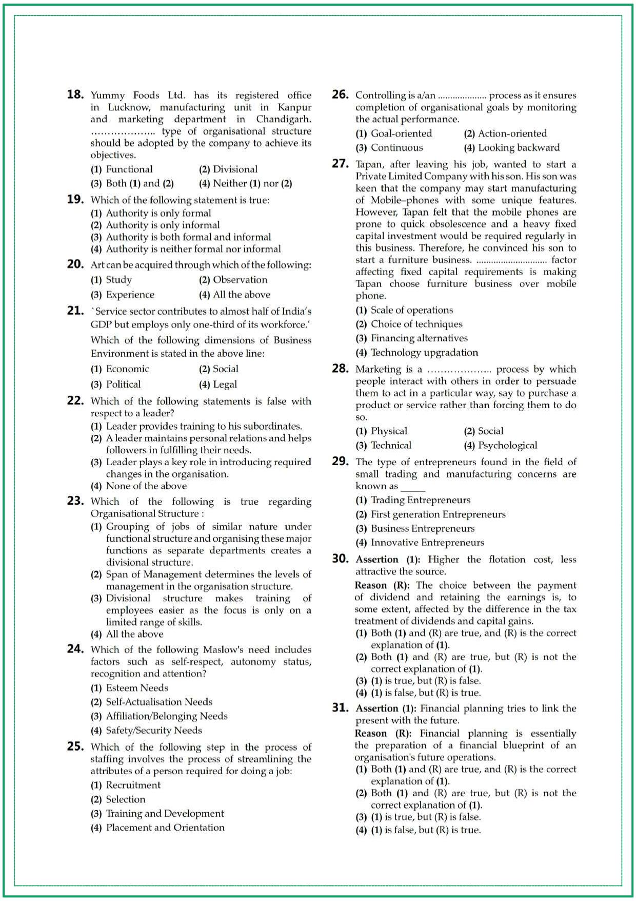 CUET UG Business Studies Sample Paper 10 - Page 3