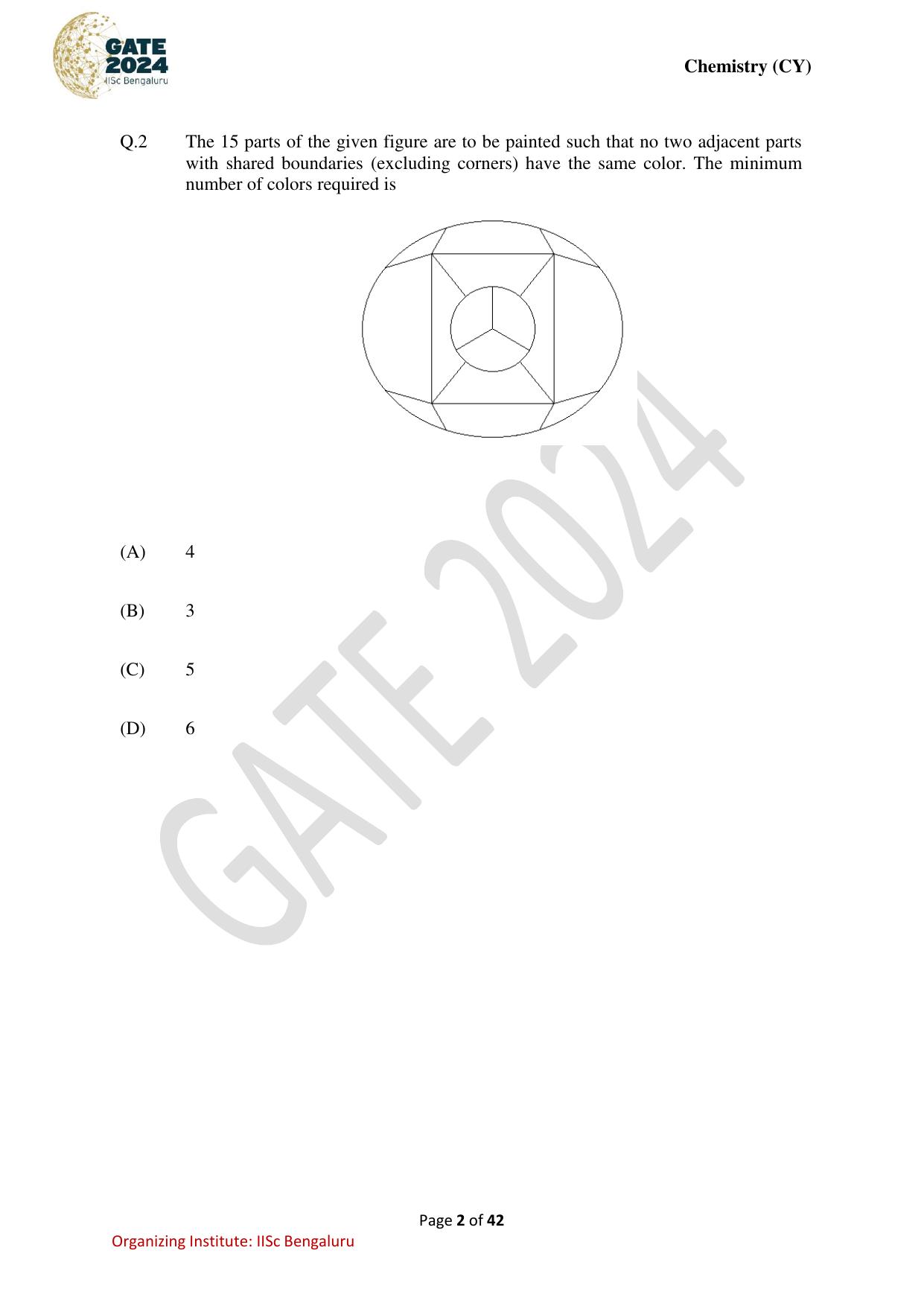 GATE 2024 Chemistry (CY) Question Paper - Page 2