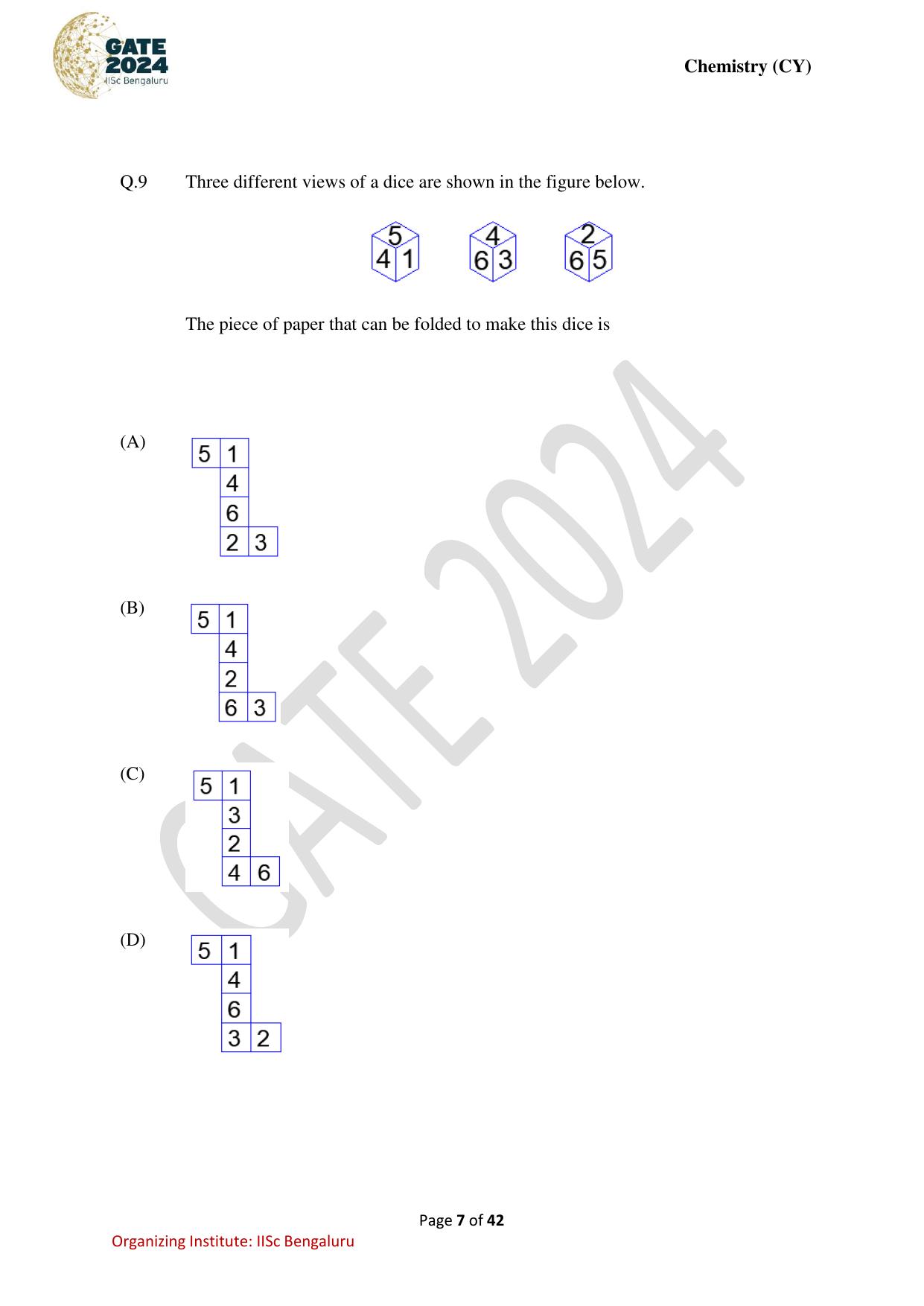 GATE 2024 Chemistry (CY) Question Paper - Page 7