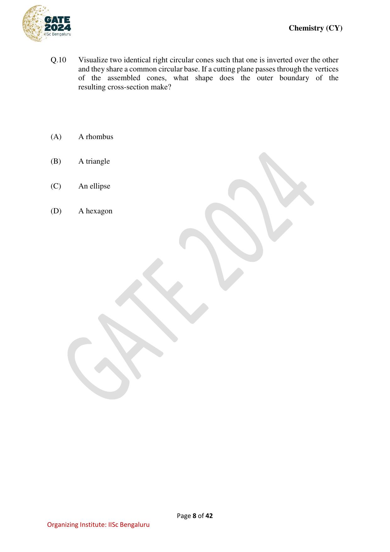GATE 2024 Chemistry (CY) Question Paper - Page 8