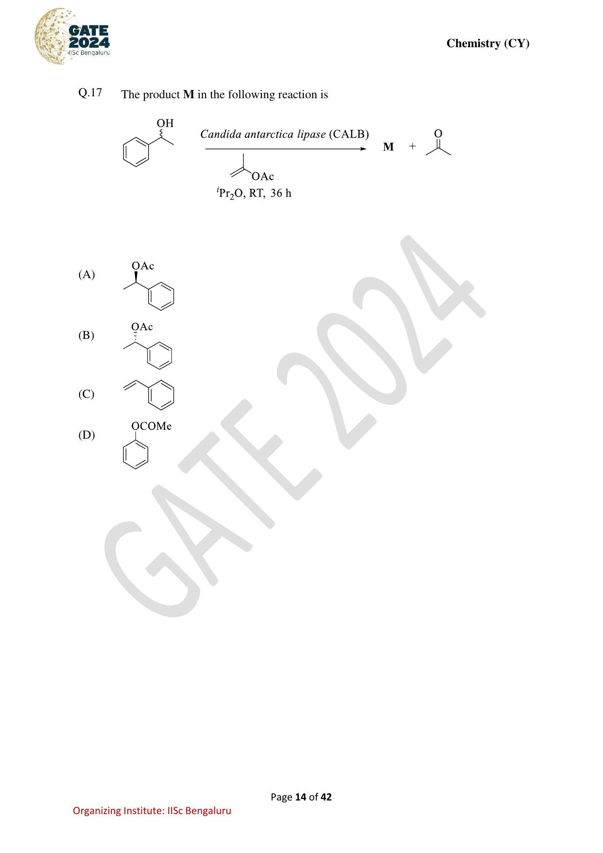 GATE 2024 Chemistry (CY) Question Paper - Page 14