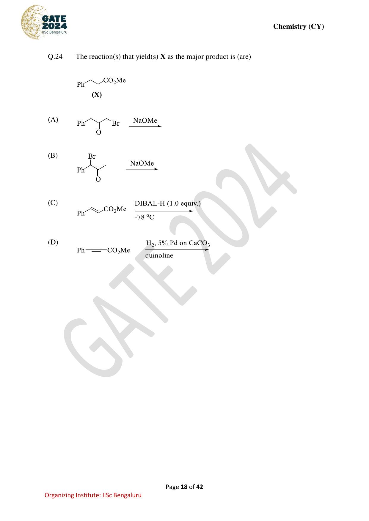 GATE 2024 Chemistry (CY) Question Paper - Page 18