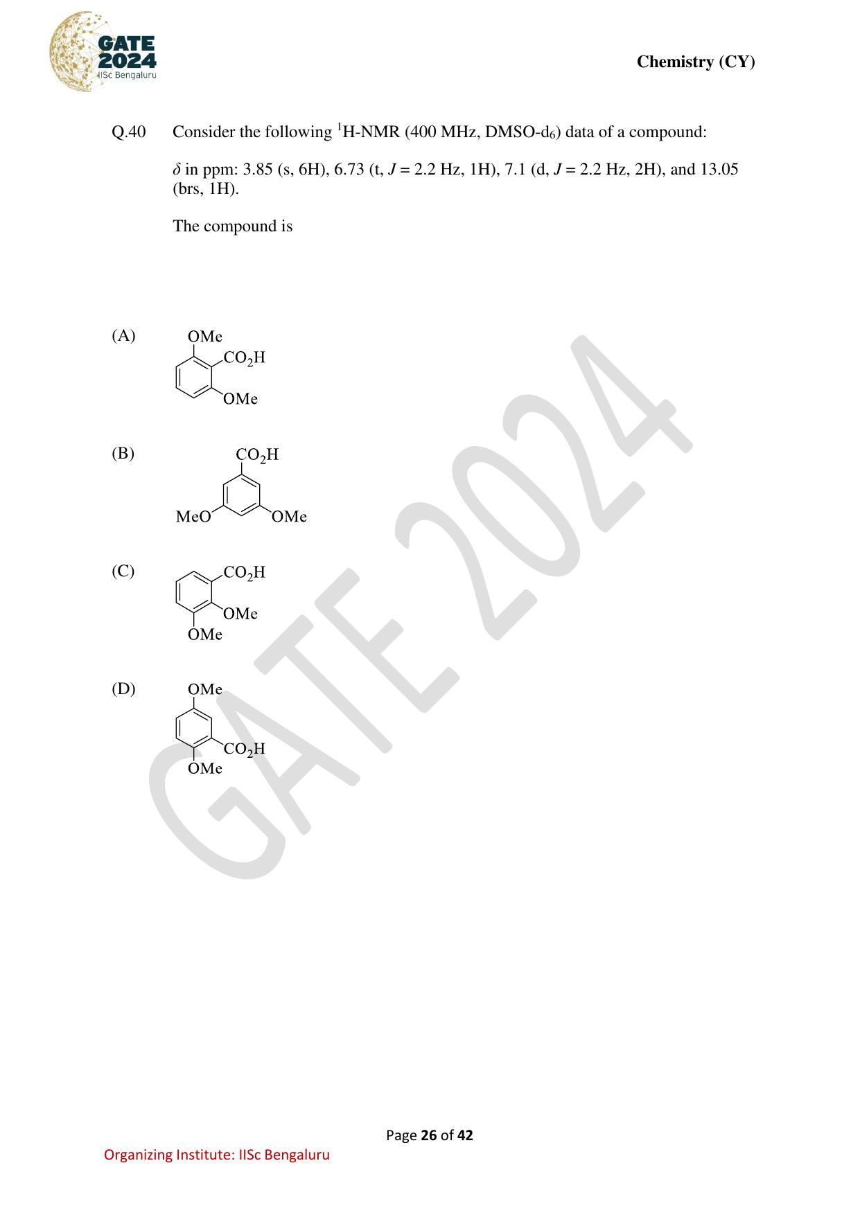 GATE 2024 Chemistry (CY) Question Paper - Page 26