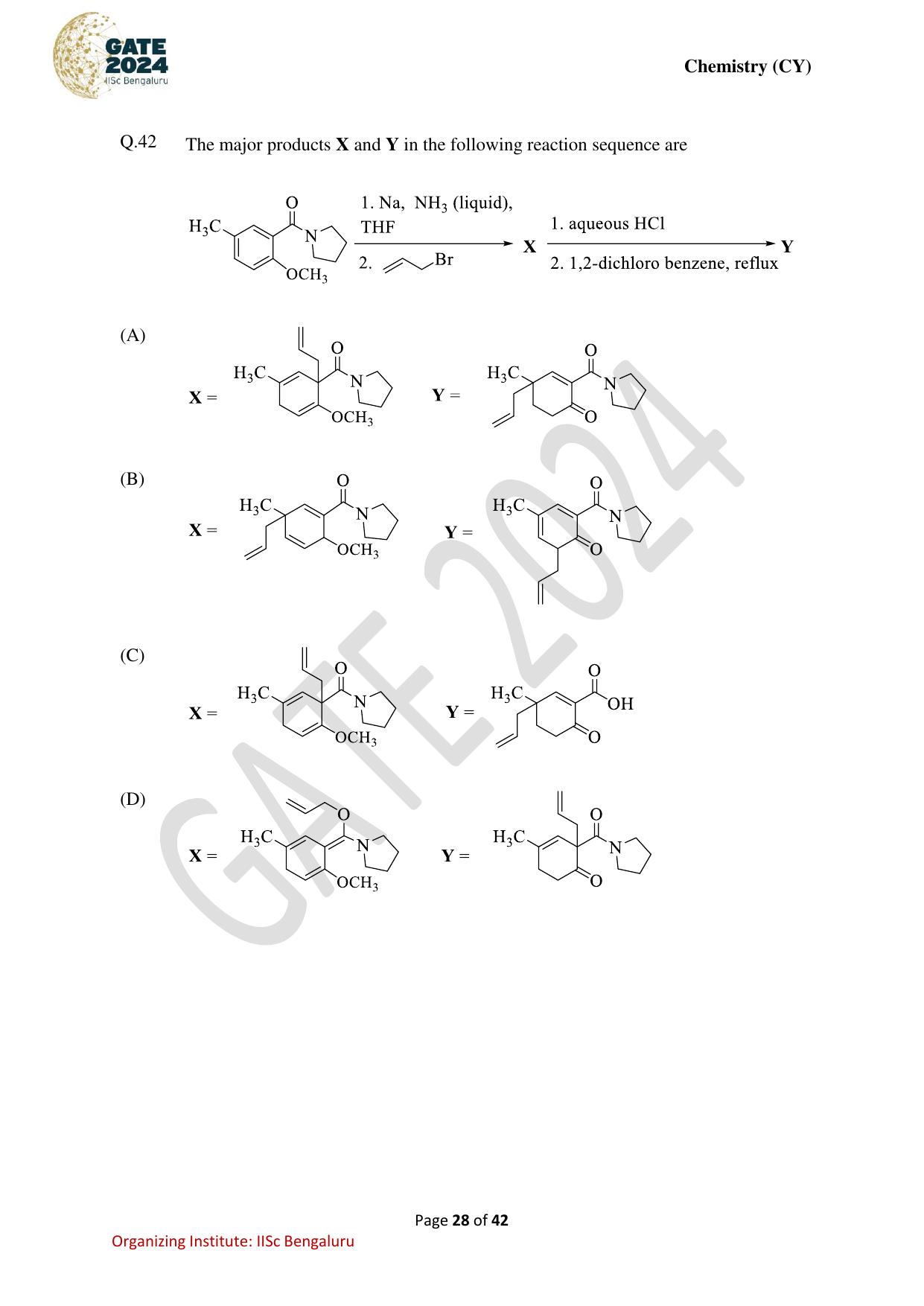GATE 2024 Chemistry (CY) Question Paper - Page 28