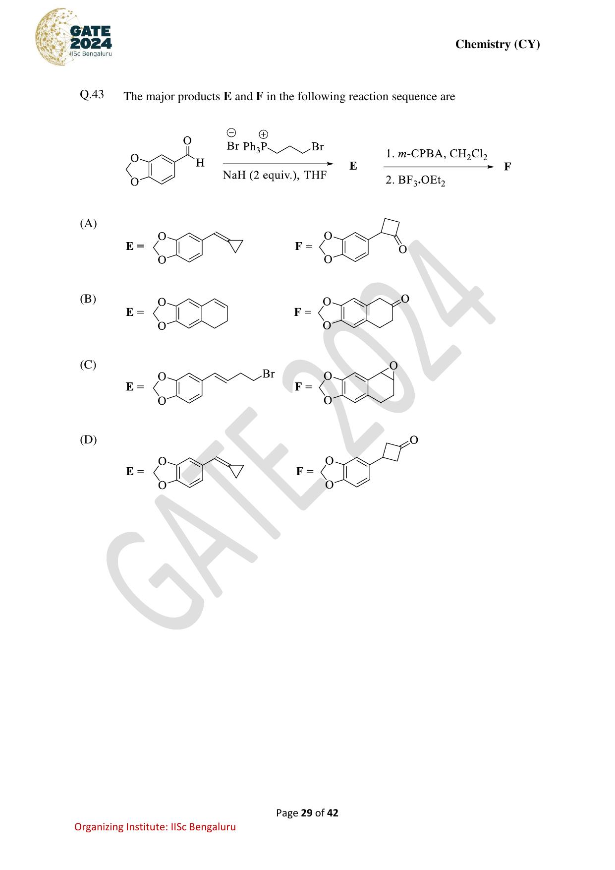 GATE 2024 Chemistry (CY) Question Paper - Page 29