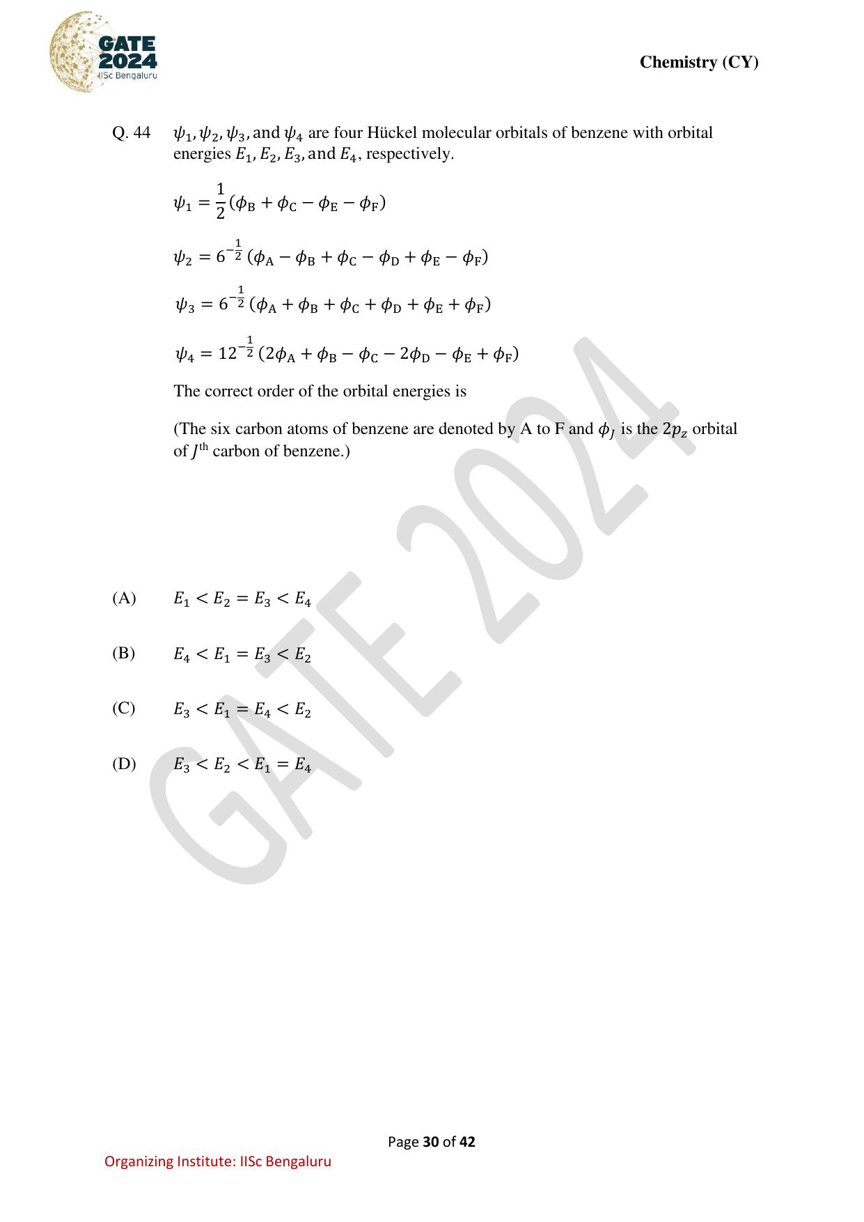 GATE 2024 Chemistry (CY) Question Paper - Page 30