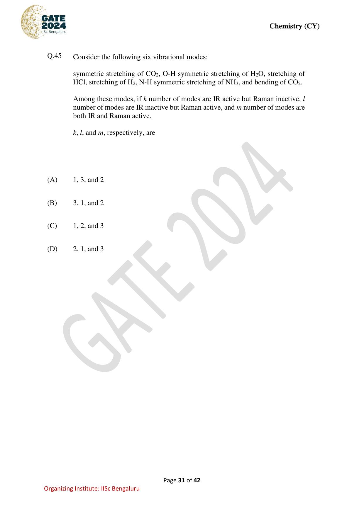 GATE 2024 Chemistry (CY) Question Paper - Page 31