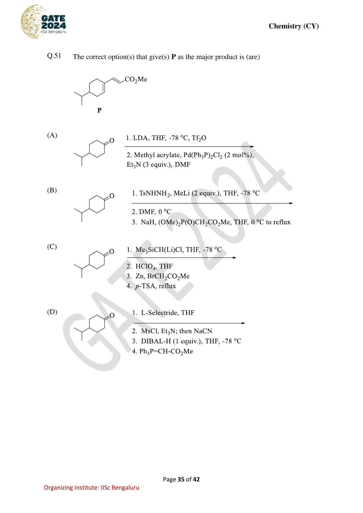 GATE 2024 Chemistry (CY) Question Paper - Page 35