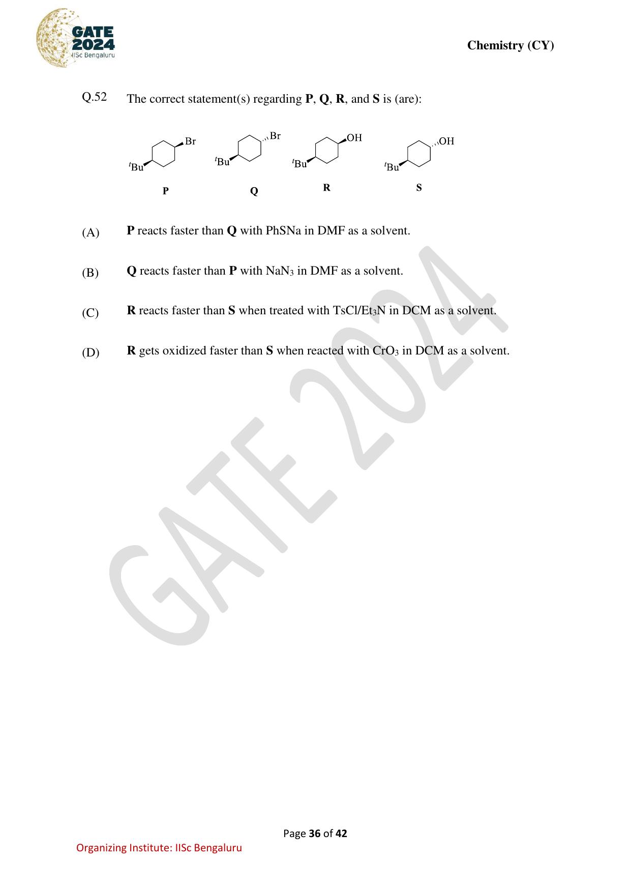GATE 2024 Chemistry (CY) Question Paper - Page 36