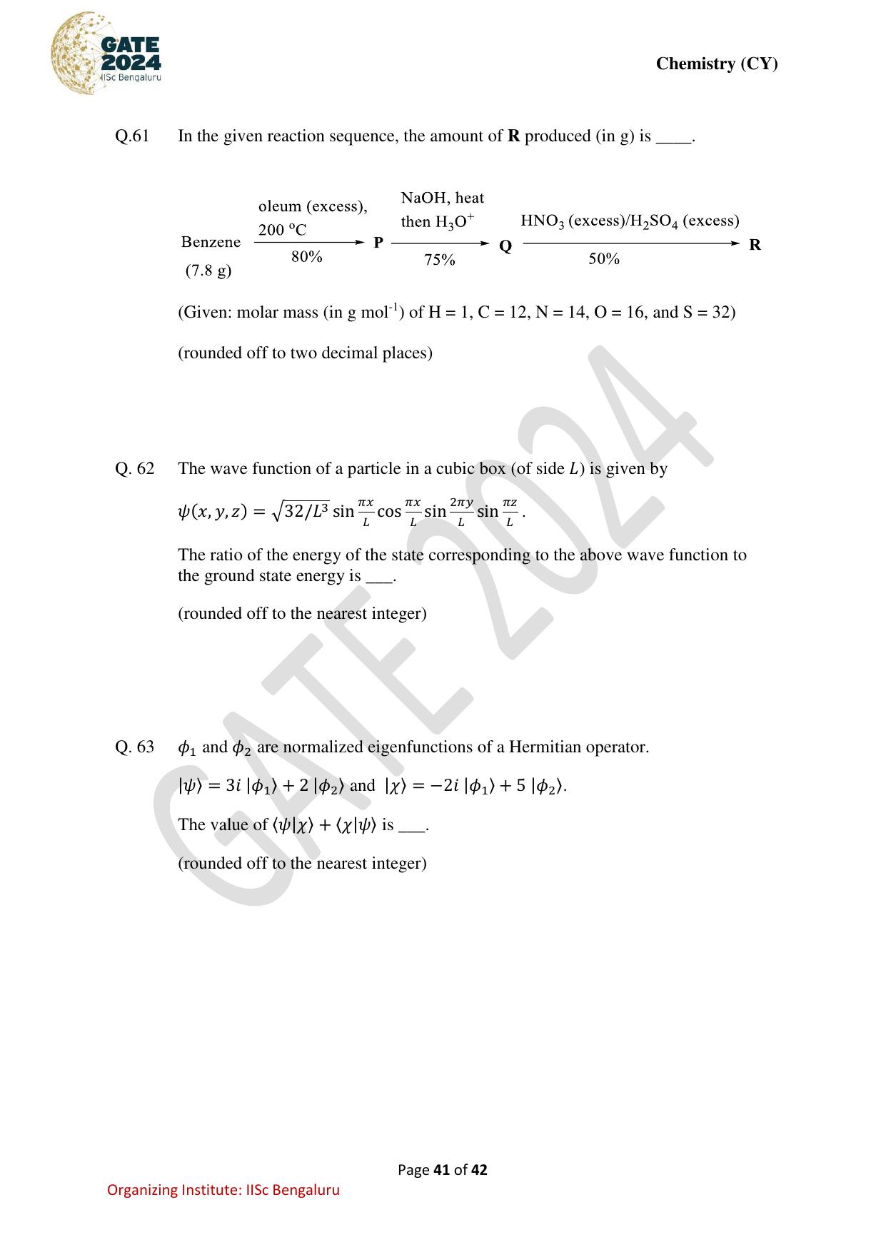 GATE 2024 Chemistry (CY) Question Paper - Page 41