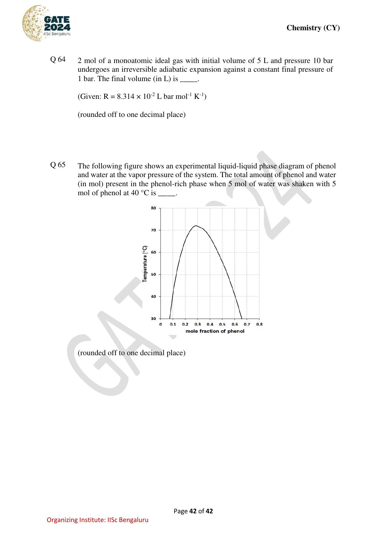 GATE 2024 Chemistry (CY) Question Paper - Page 42