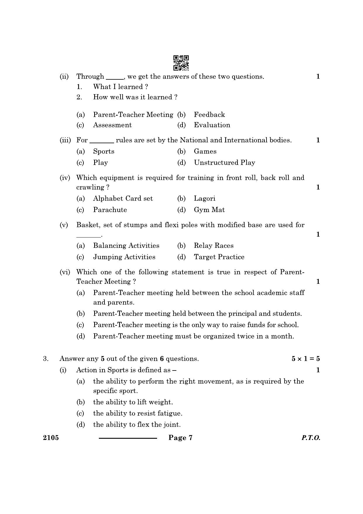 CBSE Class 10 Physical Activity Trainer 2024 Question Paper - Page 7