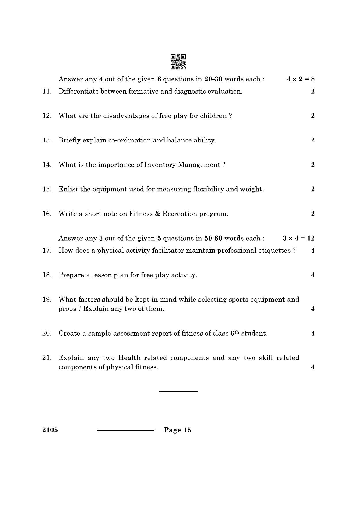 CBSE Class 10 Physical Activity Trainer 2024 Question Paper - Page 15