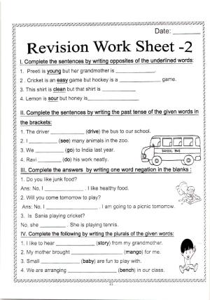Worksheet for Class 2 English Assignment 108 Revision