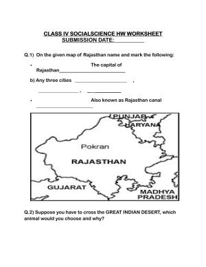 Worksheet for Class 4 Social Science Rajasthan Assignment