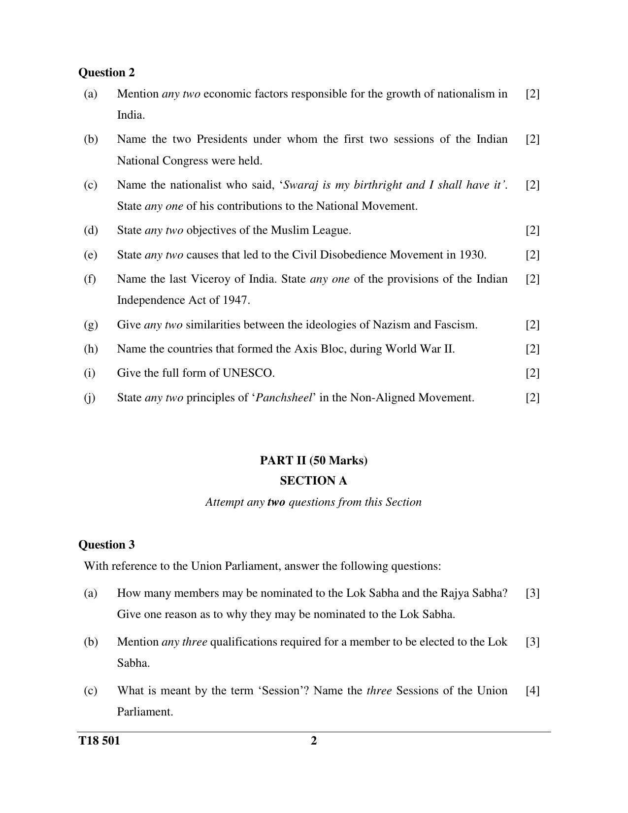 ISC Class 12 2018 H.C.G. - Paper – 1IQuestion Paper - Page 2
