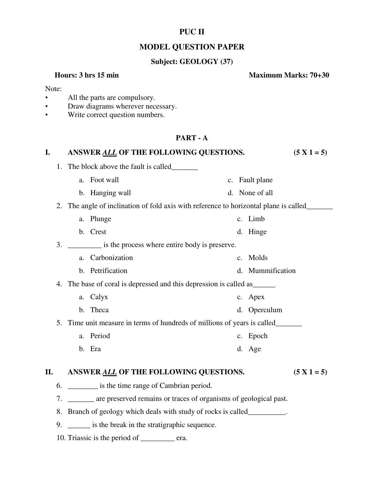 Karnataka II PUC Geology Model Question Paper 2023 - Page 2