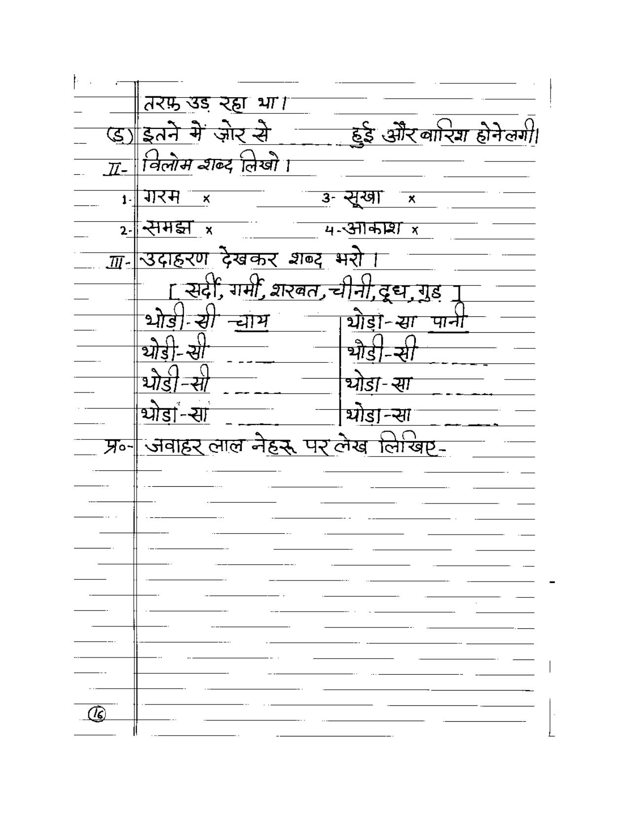 Worksheet for Class 3 Hindi Assignment 15 - Page 16
