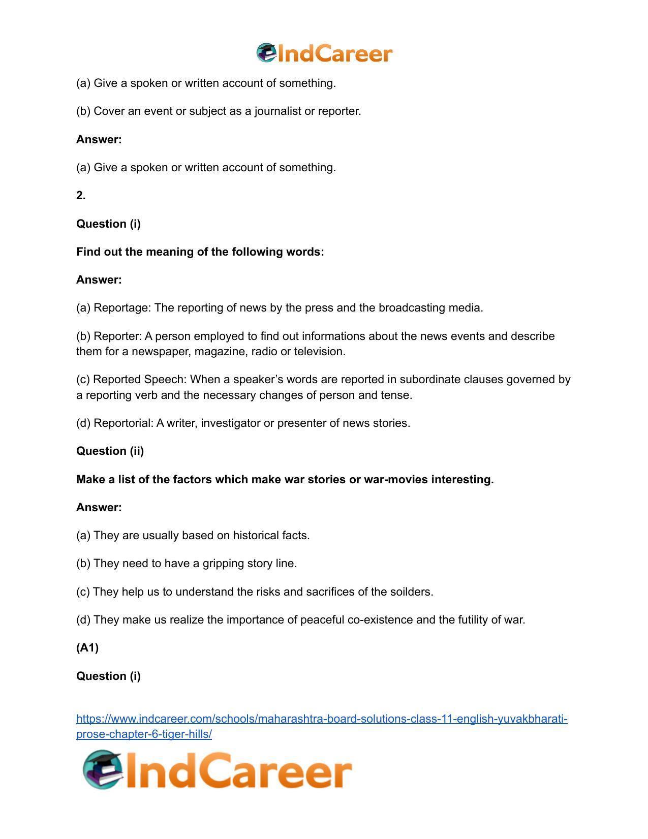 Maharashtra Board Solutions Class 11-English Yuvakbharati (Prose): Chapter 6- Tiger Hills - Page 3