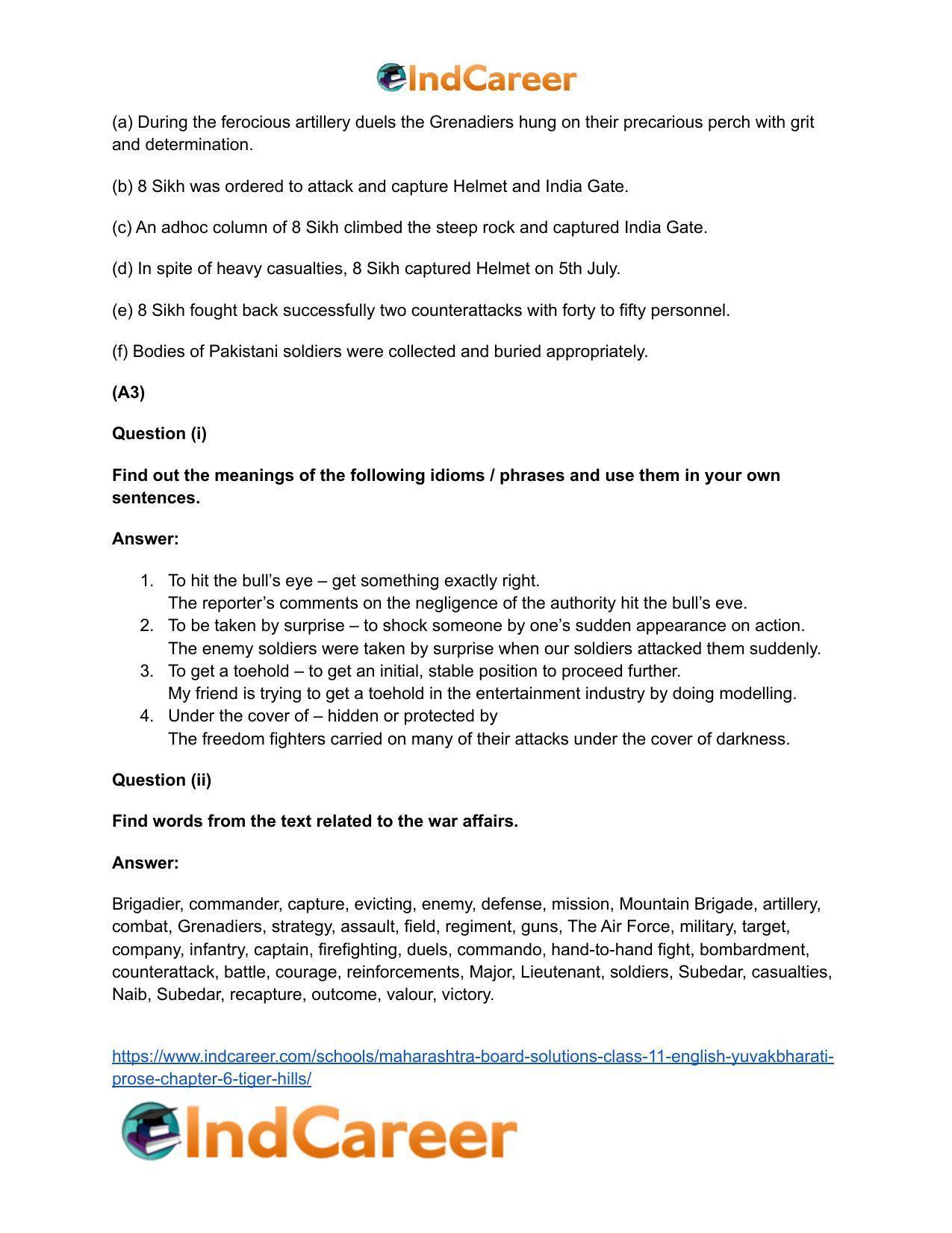 Maharashtra Board Solutions Class 11-English Yuvakbharati (Prose): Chapter 6- Tiger Hills - Page 9