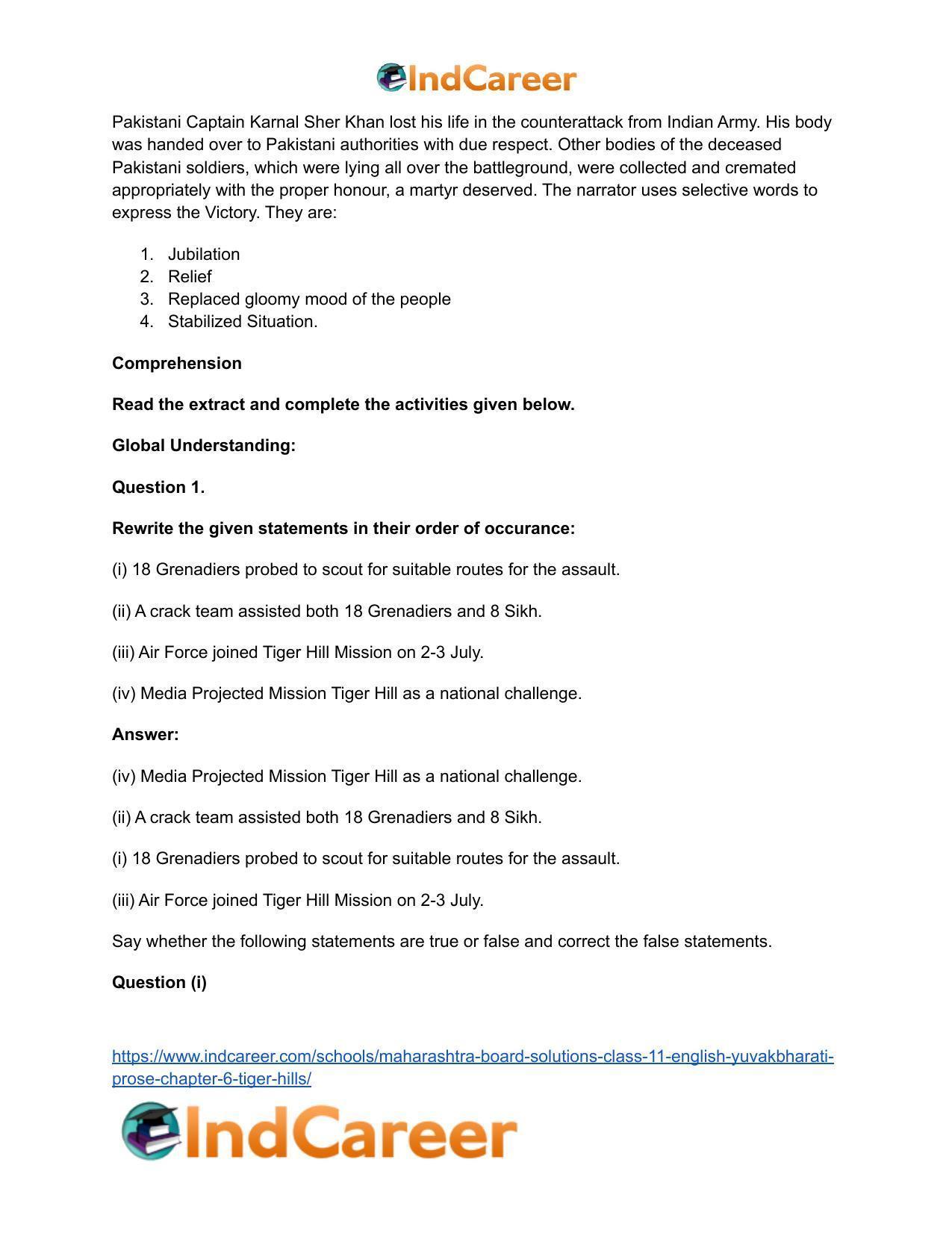 Maharashtra Board Solutions Class 11-English Yuvakbharati (Prose): Chapter 6- Tiger Hills - Page 16