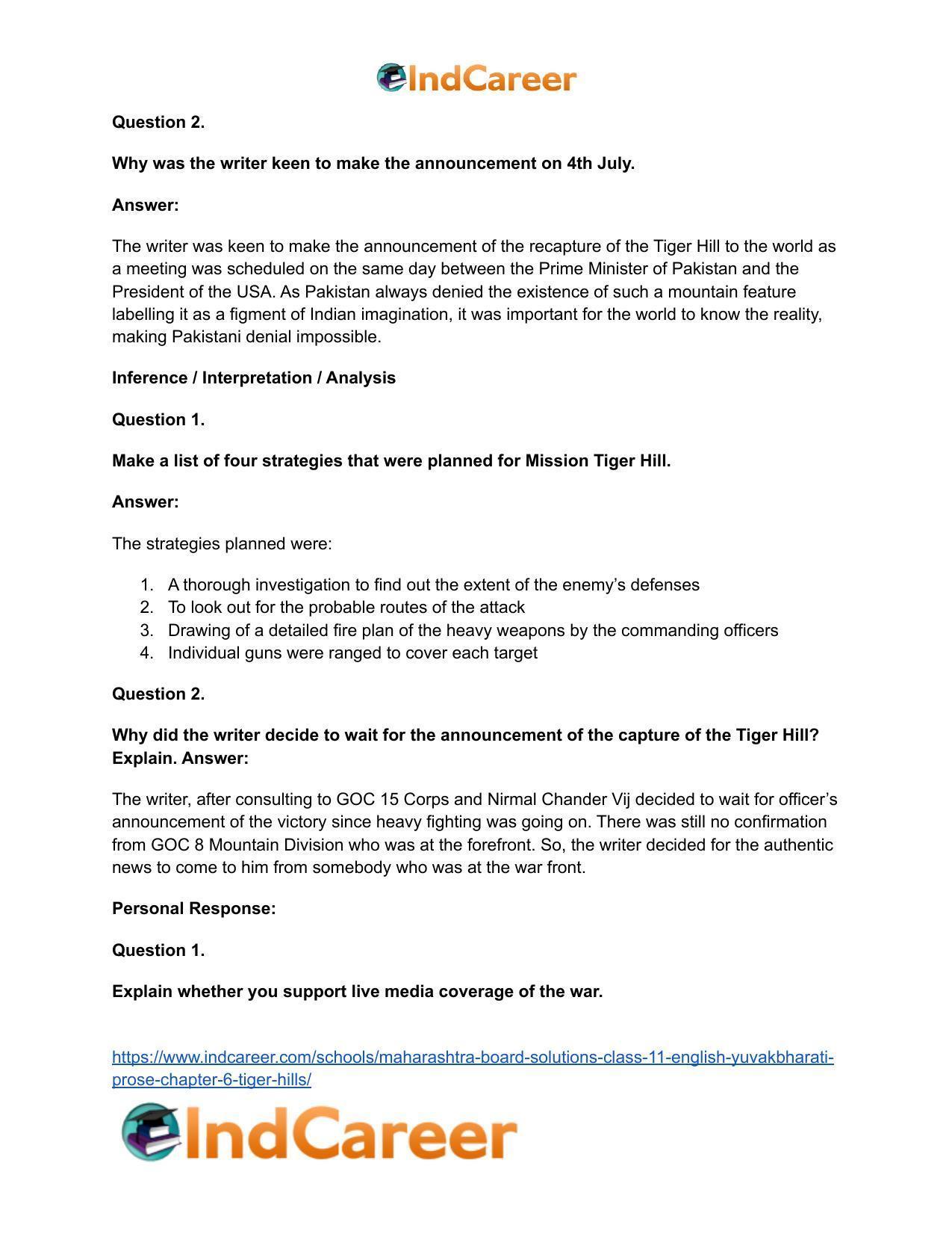 Maharashtra Board Solutions Class 11-English Yuvakbharati (Prose): Chapter 6- Tiger Hills - Page 18