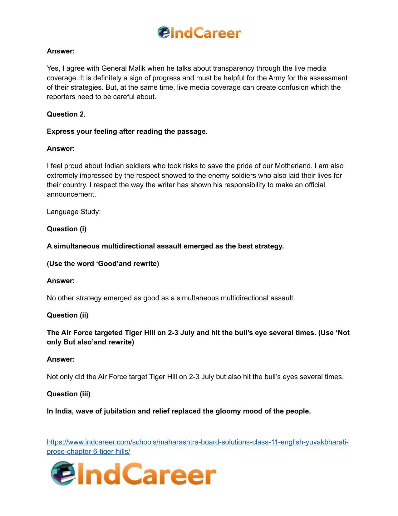 Maharashtra Board Solutions Class 11-English Yuvakbharati (Prose): Chapter 6- Tiger Hills - Page 19