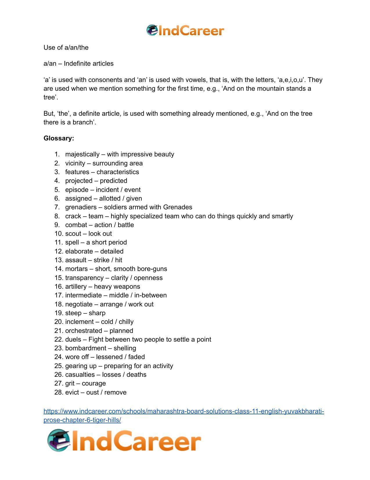 Maharashtra Board Solutions Class 11-English Yuvakbharati (Prose): Chapter 6- Tiger Hills - Page 21